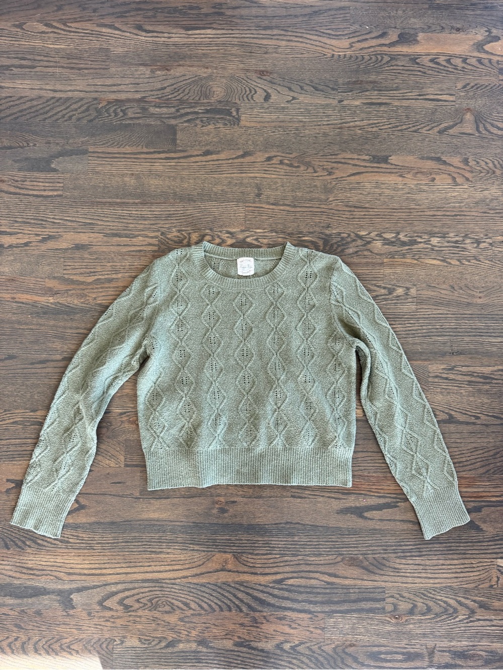 Hippie Rose Olive Green Cable Crewneck Sweater